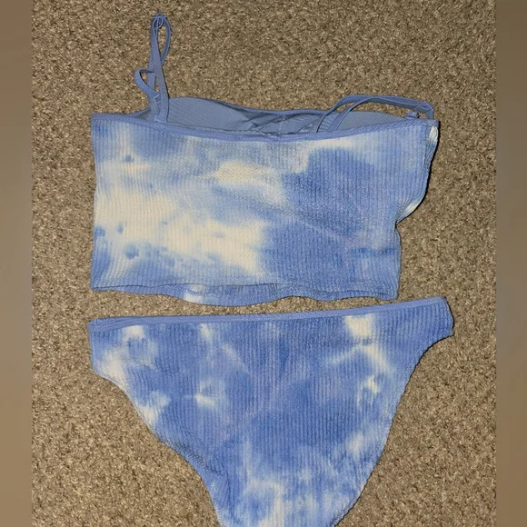 Aerie Light Blue Bandeau Bikini Swimsuit Size Medium - Picture 2 of 5